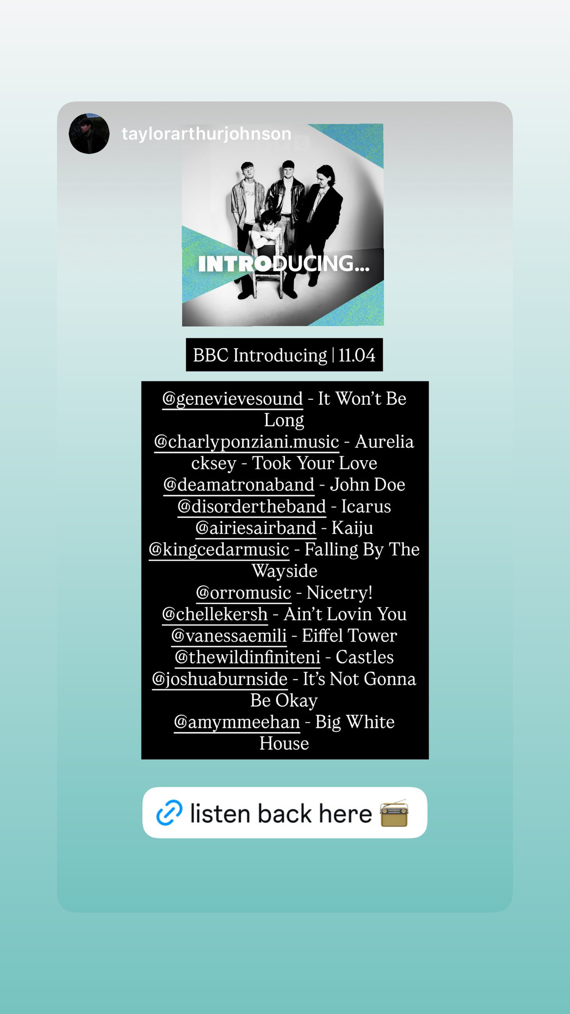 BBC Radio Introducing — Instagram mention