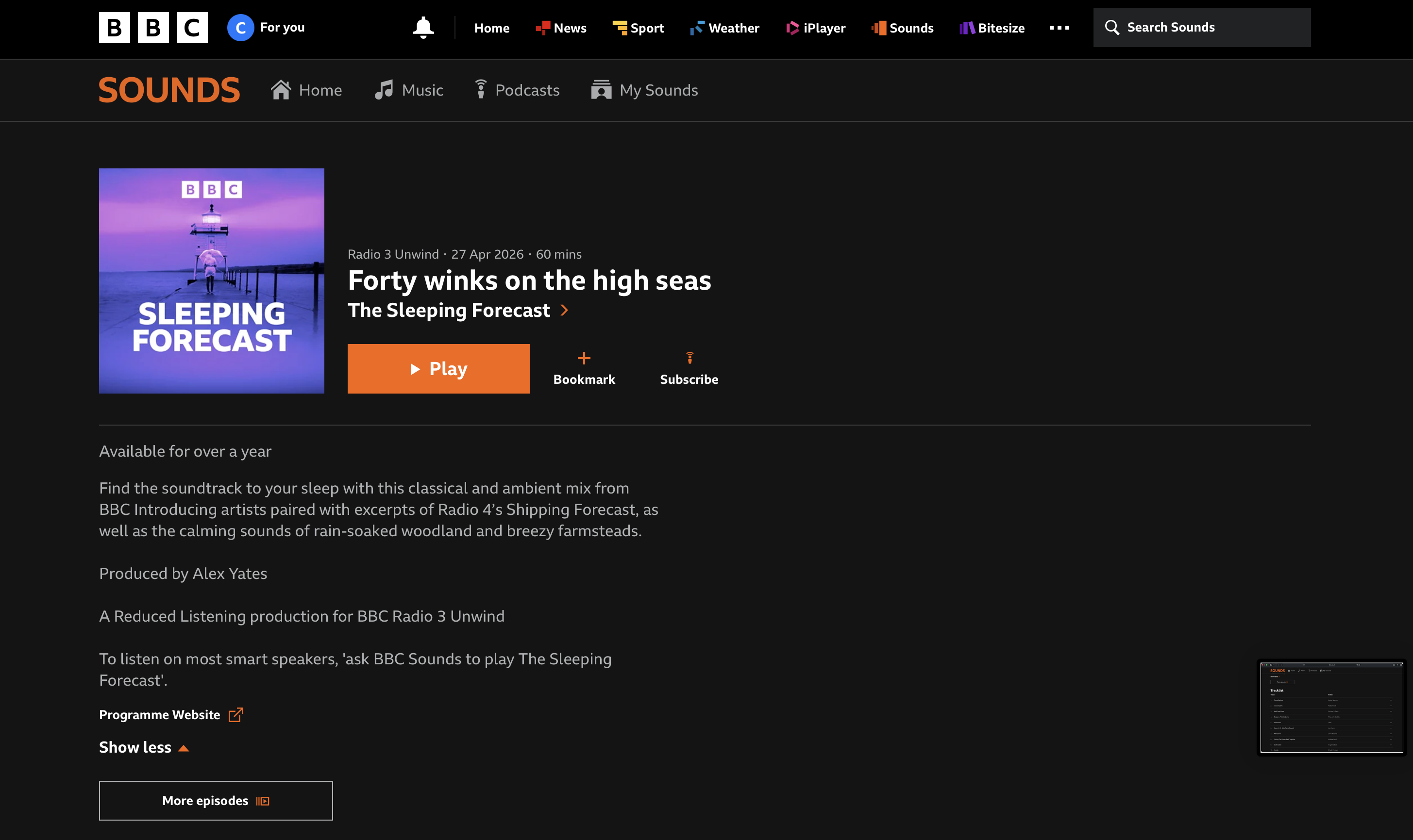 BBC Radio 3 Unwind — The Sleeping Forecast
